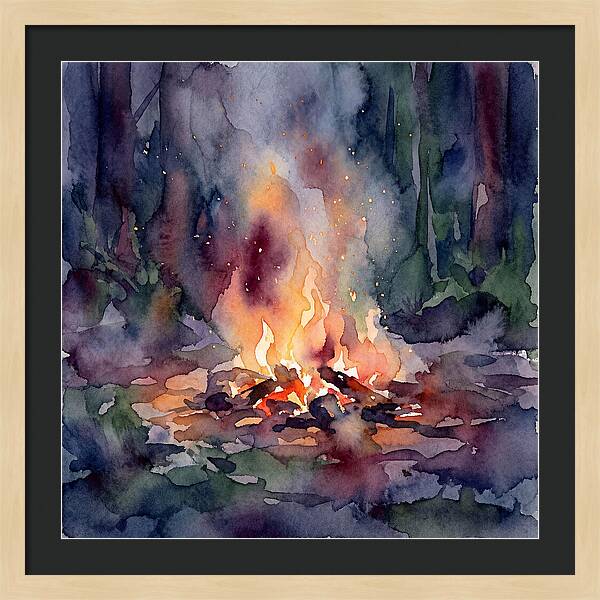 Campfire Glow In Watercolor