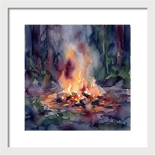 Campfire Glow In Watercolor