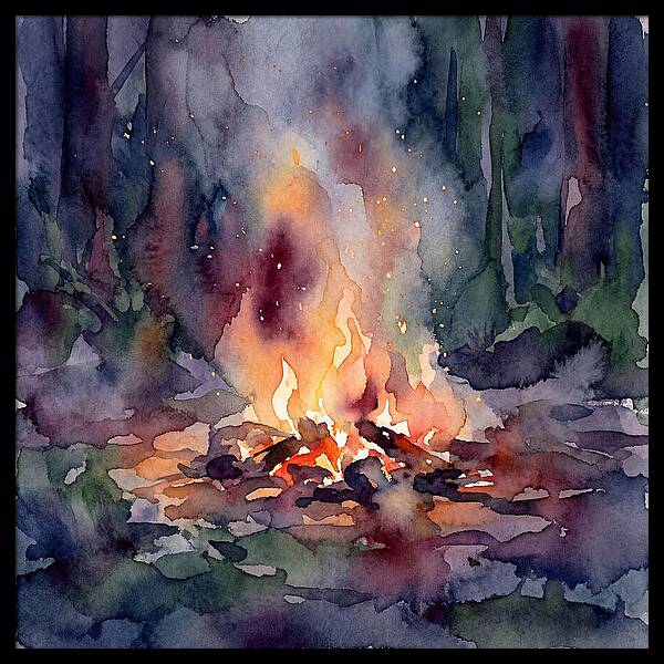 Campfire Glow In Watercolor