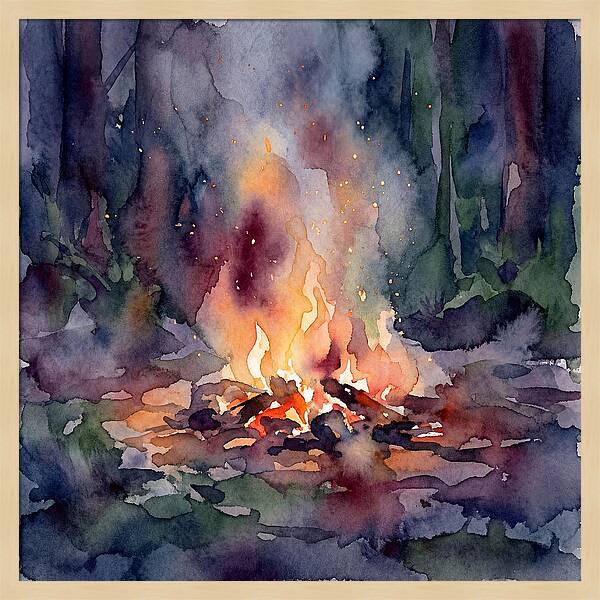 Campfire Glow In Watercolor