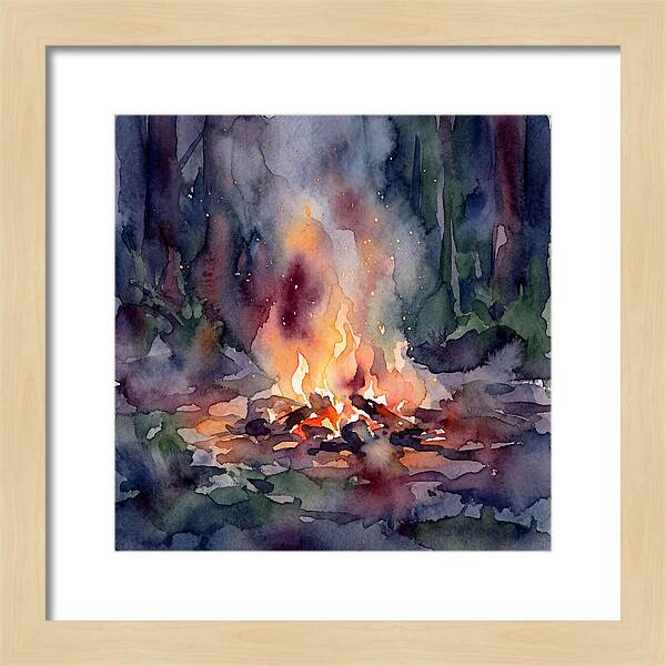 Campfire Glow In Watercolor