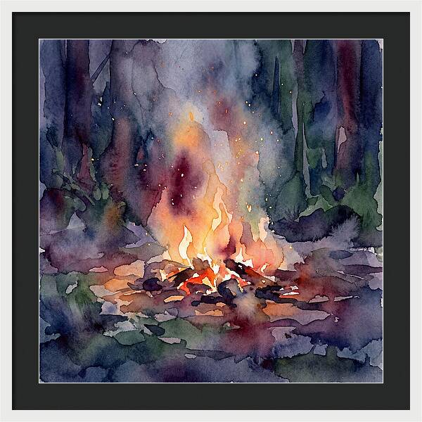Campfire Glow In Watercolor