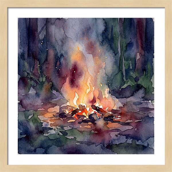 Campfire Glow In Watercolor