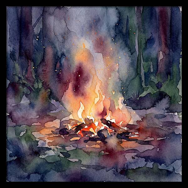 Campfire Glow In Watercolor