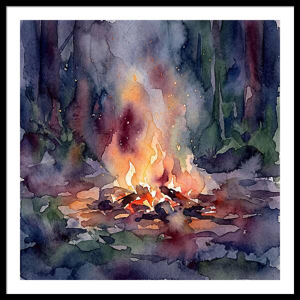 Campfire Glow In Watercolor