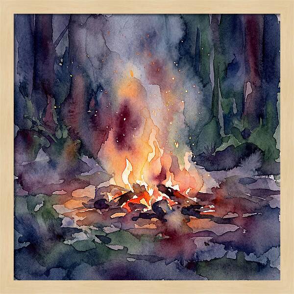 Campfire Glow In Watercolor