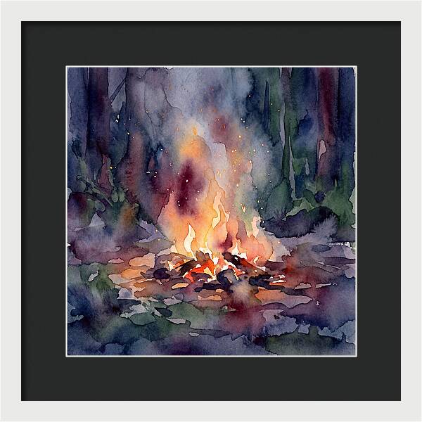 Campfire Glow In Watercolor