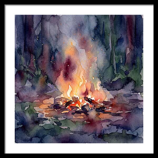 Campfire Glow In Watercolor