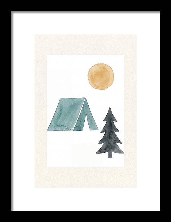 Camping Scene In Minimalist Style