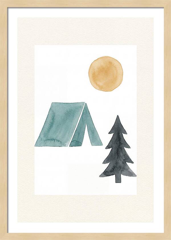Camping Scene In Minimalist Style