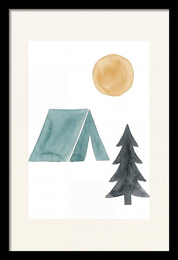 Camping Scene In Minimalist Style