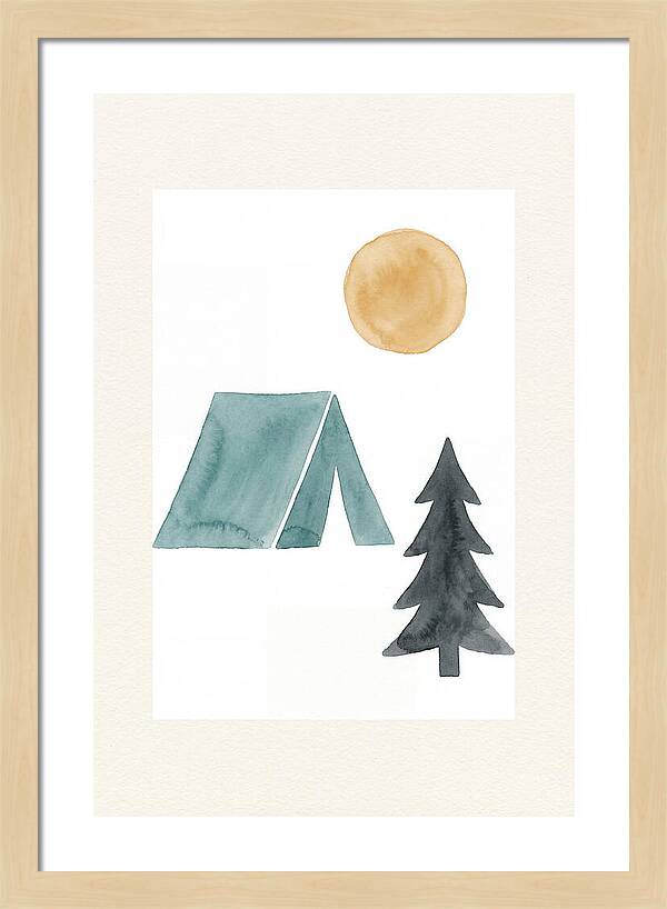 Camping Scene In Minimalist Style