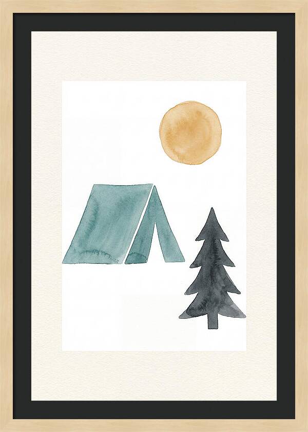 Camping Scene In Minimalist Style