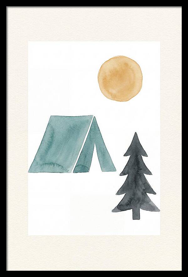 Camping Scene In Minimalist Style