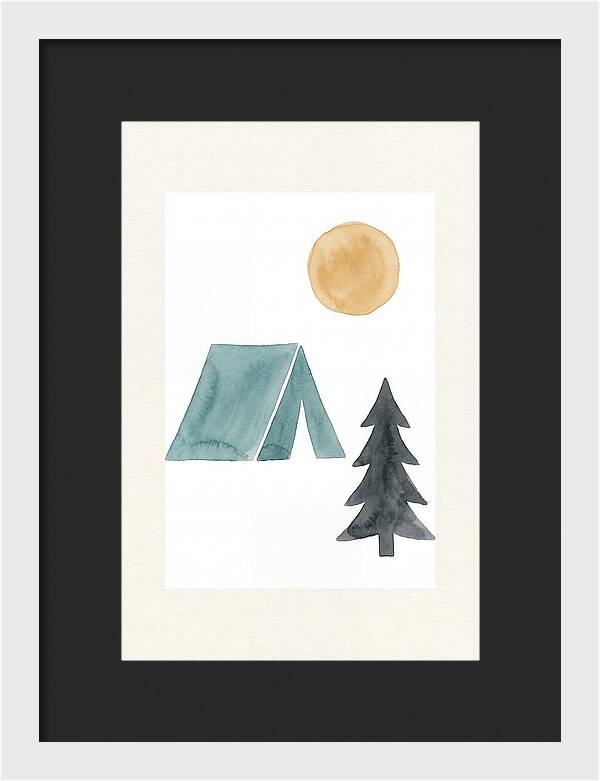 Camping Scene In Minimalist Style
