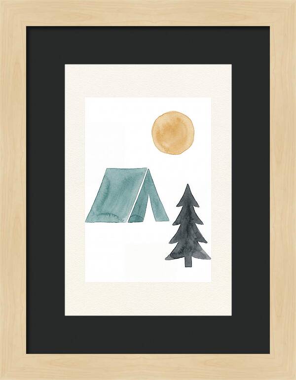 Camping Scene In Minimalist Style