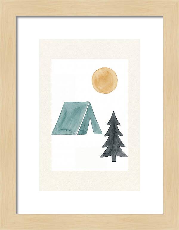 Camping Scene In Minimalist Style