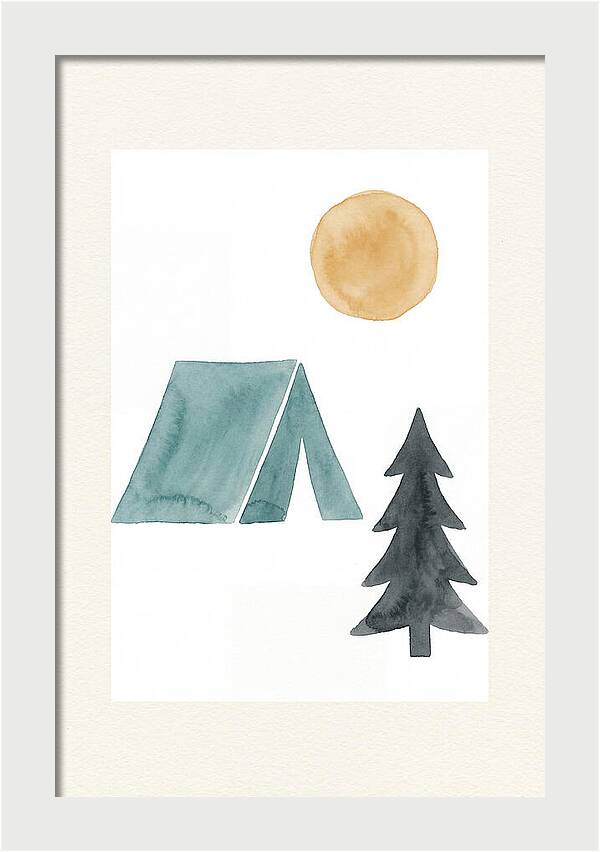 Camping Scene In Minimalist Style