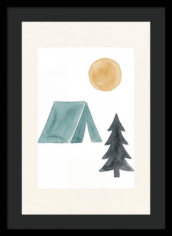 Camping Scene In Minimalist Style