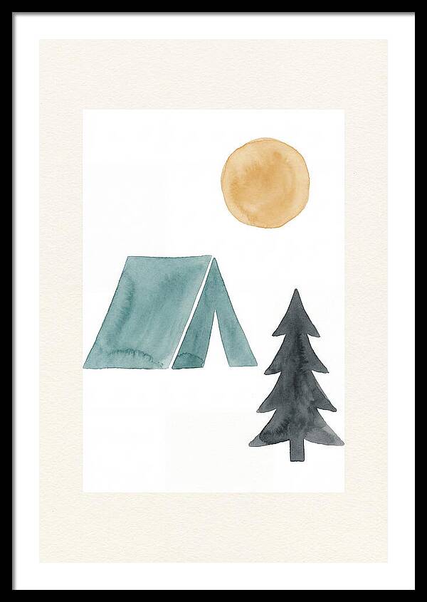 Camping Scene In Minimalist Style
