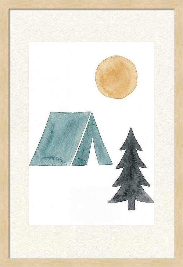 Camping Scene In Minimalist Style