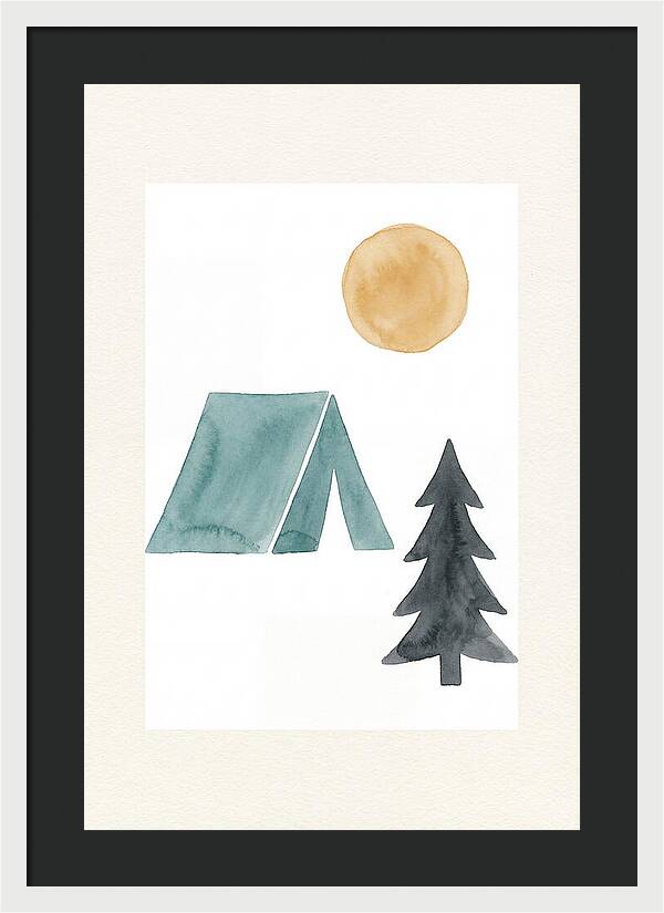 Camping Scene In Minimalist Style