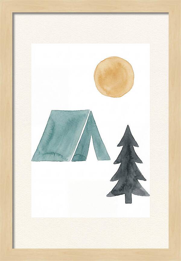 Camping Scene In Minimalist Style