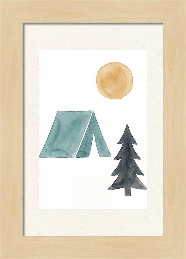 Camping Scene In Minimalist Style