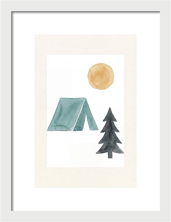 Camping Scene In Minimalist Style
