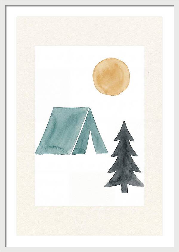 Camping Scene In Minimalist Style