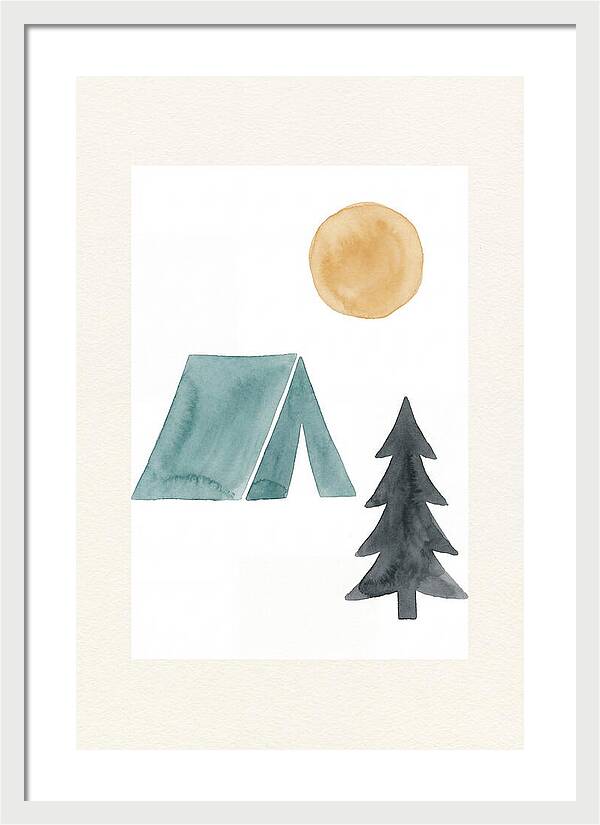 Camping Scene In Minimalist Style