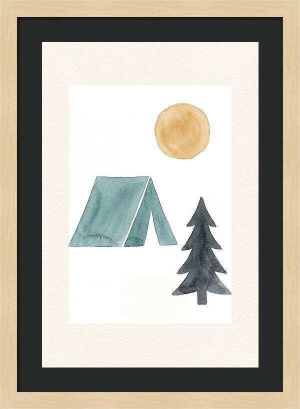 Camping Scene In Minimalist Style