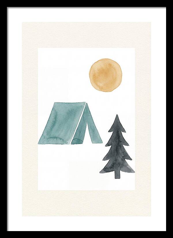 Camping Scene In Minimalist Style