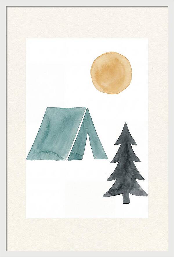 Camping Scene In Minimalist Style
