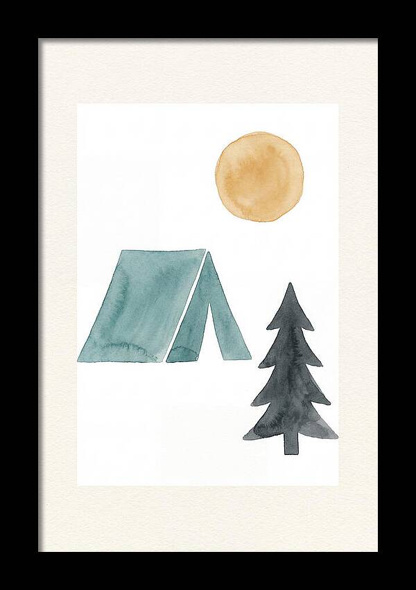 Camping Scene In Minimalist Style
