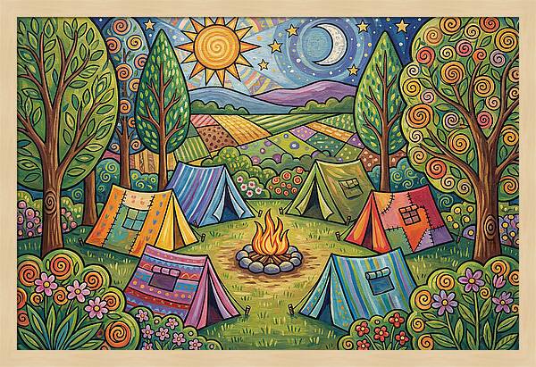 Campsite Gathering Under Stars
