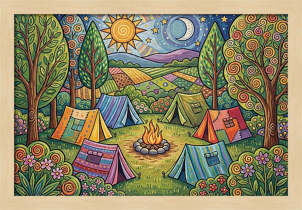 Campsite Gathering Under Stars