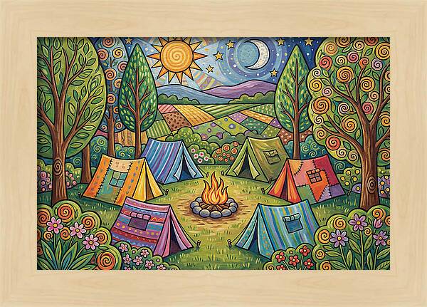 Campsite Gathering Under Stars