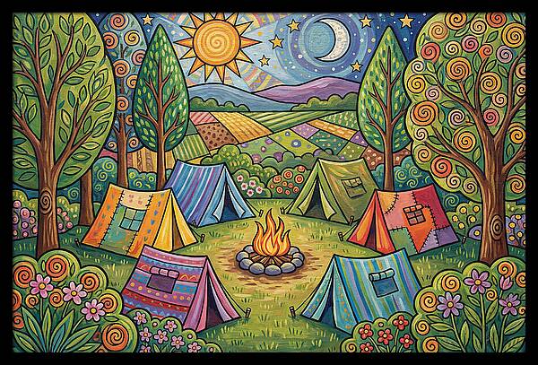 Campsite Gathering Under Stars