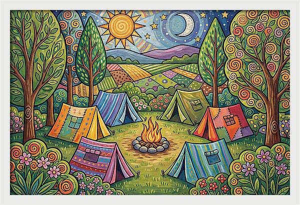 Campsite Gathering Under Stars
