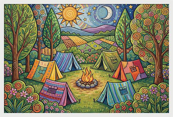 Campsite Gathering Under Stars