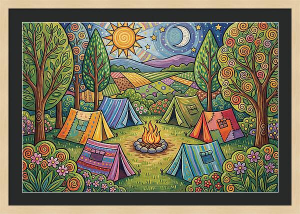 Campsite Gathering Under Stars