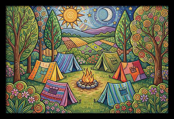 Campsite Gathering Under Stars