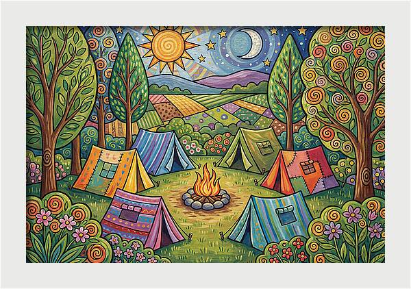 Campsite Gathering Under Stars