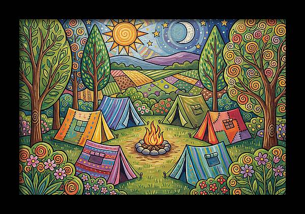 Campsite Gathering Under Stars