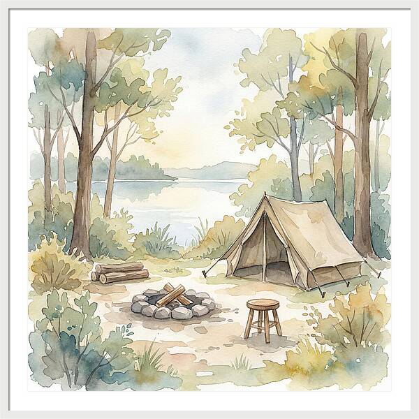 Campsite Serenity In Watercolor