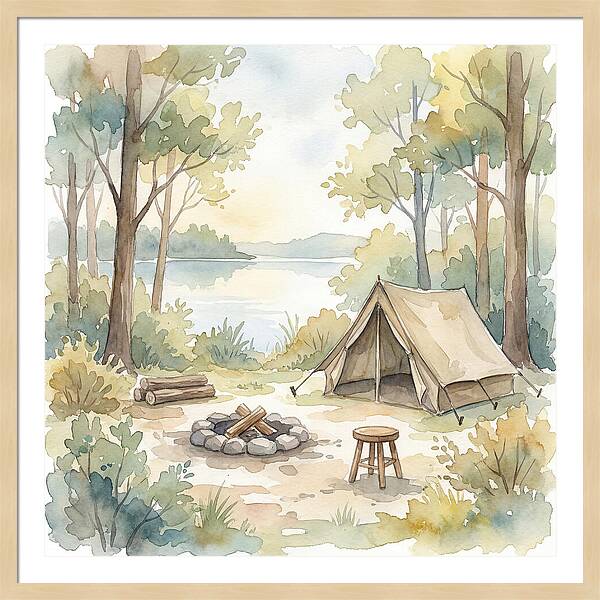 Campsite Serenity In Watercolor