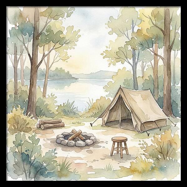 Campsite Serenity In Watercolor