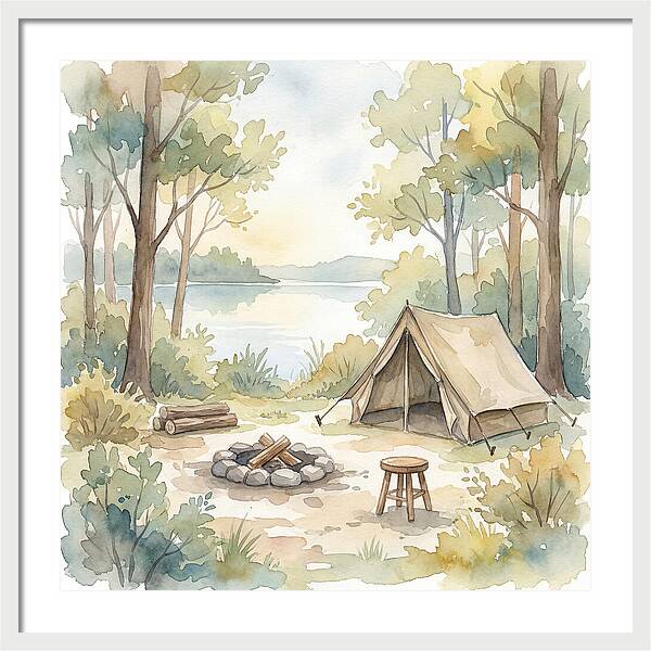Campsite Serenity In Watercolor