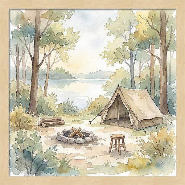 Campsite Serenity In Watercolor